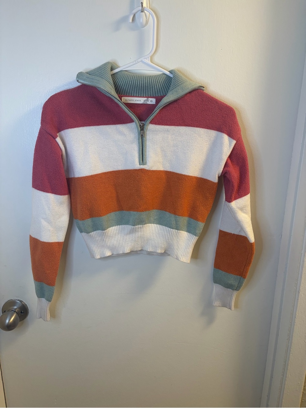Altar'd State Striped 1/4 Zip Pullover Sweater Size XXS